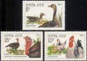 Russia 1990 Poultry/ Chicken/ Turkey/ Goose/ Birds/ Nature/ Farming 3v set (n45037)