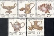 Russia 1993 Silver Vase/ Tray/ Jug/ Silverware/ Metals/ Art/ Craft/ Design 5v set (n44437)