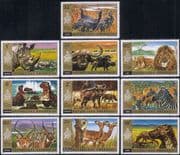 Rwanda 1972 Lion/ Zebra/ Rhino/ Hippo/ Hyena/ Animals/ Bird/ Nature/ Wildlife 10v set (n22240)