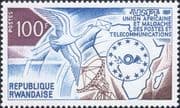Rwanda 1973 UAMPT/ Crane/ Letter/ Post/ Mail/ Radio Dish Aerial/ Birds/ Maps 1v (n46539b)