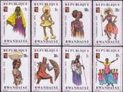 Rwanda 1975 Costumes/ Clothes/ Dress/ Textiles/ Design/ Art/ People 8v set (n22230t)