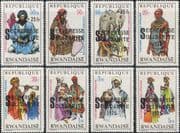 Rwanda 1975 Drought Relief Fund/ Costumes/ Clothes/ Dress/ Surcharge 8v set (n22230u)