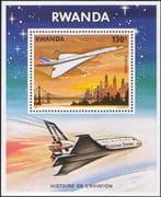 Rwanda 1978 Planes/ Concorde/ Space Shuttle/ Aircraft/ Aviation/ Transport 1v m/s (n22234)