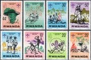 Rwanda 1978 Scouts/ Boat/ Camp Fire/ Baden-Powell/ Scouting/ Badge 8v set (n22267)