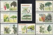 Rwanda 1983 Trees/ Flowers/ Plants/ Nature/ Acacia/ Palms/ Leaves 8v set (n22307a)