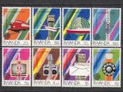 Rwanda 1984 Plane / Train / Ship / Space / Radio / Transport / Rail 8v set (n24056)