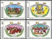 Rwanda 1985 Youth Year/ IYY/ Bikes/ Cycling/ School/ Education/ Sports 4v set (n22222d)