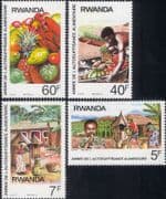 Rwanda 1987 Food Self-sufficiency Year/ Fruit/ Farming/ Crops/ Fish/ FAO/ FFH 4v set (n22230g)