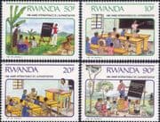 Rwanda 1990 International Literacy Year/ ILY/ Reading/ School/ Education 4v set (n22230h)