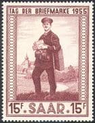 Saar 1955 Stamp Day/ Postman/ Mail/ Post/ Postal History/ Buildings 1v (n31711)
