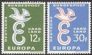 Saar 1958 Europa/ "E" and Bird/ Design/ Animation 2v set (n42072)