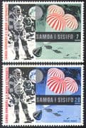 Samoa 1969 Space / Apollo 11 / First Man on Moon / Astronauts / Parachute 2v set n22971