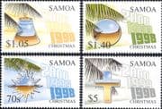 Samoa 1998 Christmas/ Greetings/ Cross/ Star/ Bell/ Baubles/ Palm Tree 4v set (n18025)