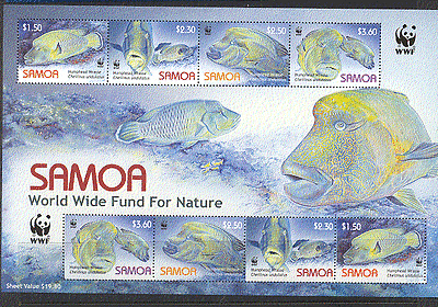 Samoa 2006 WWF / Fish / Humphead Wrasse / Marine / Nature / Wildlife 8v m / s (n16267)