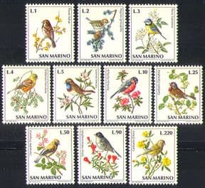 San Marino 1972 Song Birds/ Nature/ Wildlife/ Flowers/ Plants 10v set (n32539)