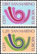 San Marino 1973 Europa/ CEPT/ Communication/ Posthorn/ Arrows/ Animation 2v (ex1056)