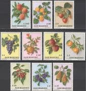 San Marino 1973 Fruits/ Plants/ Nature/ Grapes/ Apples/ Oranges/ Pears/ Cherries 10v set (n43841)