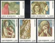 San Marino 1975 Holy Year/ Virgin Mary/ Saints/ Angels/ Frescoes/ Paintings/ Art/ Religion 5v set (n41981)