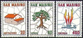 San Marino 1981  Urban Development/ Tree Planting/ House/ Gas/ Energy  3v set  (n37023)