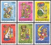 San Marino 1984 Youth Philately/ Space/ Car/ TV/ Snake/ Science/ Cartoons/ Animation/ Animals/ Transport 6v set (n43433)