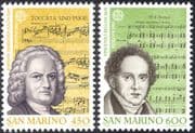 San Marino 1985 Europa/ Bach/ Bellini/ Music/ Composers/ People/ Musical Score 2v set (n43374)