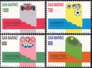 San Marino 1989 Football/ Tennis/ Motor Racing/ Olympics/ Sports/ Games/ F1/ Grand Prix/Soccer 4v set (n43366)