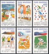 San Marino 1993 Sporting Events/ Tennis/ Skiing/ Angling/ Athletics 6v set (n43372)
