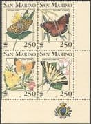San Marino 1993 WWF/ Butterflies/ Insects/ Conservation/ Environment 4v blk (n43652)