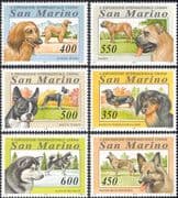 San Marino 1994 Dogs/ Animals/ Nature/ Pets/ Malamute/ Dachshund/ Terrier/ Mastiff/ Afghan Hound/ Tervuren 6v set (n43406)