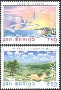San Marino 1995 Europa/ Peace/ Freedom/ Swans/ Sheep/ Birds/ Nature 2v set (n33874)
