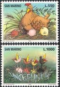 San Marino 1996 Chickens/ UNICEF 50th/ UN/ United Nations/ Birds /Nature/ Animation/ Cartoons 2v set (n43357)