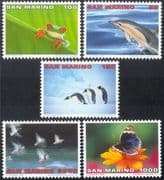San Marino 1996 Dolphin/ Penguins/ Frog/ Butterfly/ Ducks/ Animals/ Birds/ Nature/ Wildlife/ Conservation 5v set (n43359)