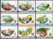 San Marino 1997 Villages/ Churches/ Clock Tower/ Bell Towers/ Belfry/ Buildings/ Architecture/ Arms 9v set (n43472)