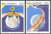San Marino 1998 World Day of Sick/ Health/ Dove /Rainbow /Flower 2v set (n43700)