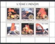 Sao Tome 2003 FIRE FIGHTERS/ Volcano/ Firemen/ Rescue/ Rock/ Minerals 6v sht (n10468a)