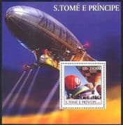 Sao Tome 2003 Hot Air Balloons / Aircraft / Aviation / Flight / Zeppelin 1v m / s (n35312)