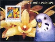 Sao Tome 2003 Parrots/ Orchids/ Birds/ Flowers/ Nature/ Scout Jamboree m/s (n41407b)
