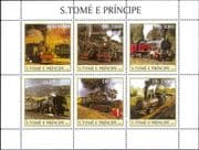 Sao Tome 2003 Steam Engines/ Locomotives/ Trains/ Rail/ Railways/ Transport 6v m/s (n13830h)