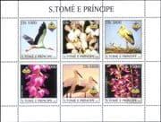 Sao Tome 2003 Storks/ Orchids/ Birds/ Flowers/ Nature/ Scout Jamboree 6v m/s (n41407h)