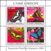 Sao Tome 2004 Butterflies/ Insects/ Nature/ Butterfly 4v m/s Large Margin (n12644a)