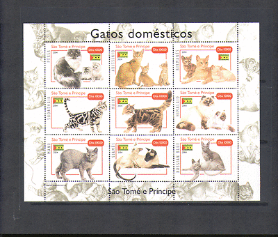 Sao Tome 2004 CATS / Animals / Nature / Pets 9v sht (n13215)