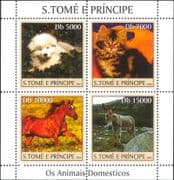 Sao Tome 2004 Cats/ Dogs/ Horses/ Animals/ Pets/ Nature 4v shtlt-m/s (b2252p)