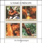 Sao Tome 2004 Orangutans/ Apes/ Nature/ Wildlife/ Conservation 4v m/s (n12633)