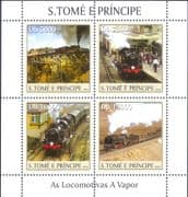 Sao Tome 2004 Steam Trains/ Railways/ Rail/ Locomotives/ Transport 4v m/s (n15821g)