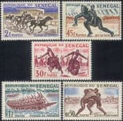Senegal 1961 Sports/ Horses/ Canoe/ Wrestling/ Boats/ Animals/ Dancing 5v set (s5705j)