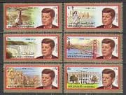 Sharjah 1972 JFK / Kennedy / Space / Waterfall / Bridge / Statue / Buildings 6v set (n23653)