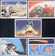 Sharjah 1972 Space/ Apollo 16/ Astronauts/ Moon Landing/ Parachutes 5v set (s2832c)
