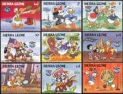 Sierra Leone 1984 Disney/ Donald Duck 50th/ Films/ Cinema/ Cartoons/ Animation 9v set (b6301a)