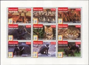 Sierra Leone 1995  Impala/ Monkey/ Cat/ Mandrill/ Animals/ Wildlife/ Nature  9v m/s  (s3470u)