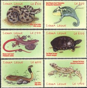 Sierra Leone 2001 Cobra/ Snakes/ Gecko/ Chameleon/ Terrapin/ Wild Animals/ Nature  6v set  (b5412x)
